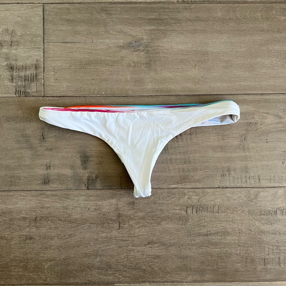 White L Space Reversible Low Rise Bikini Bottom Striped XS